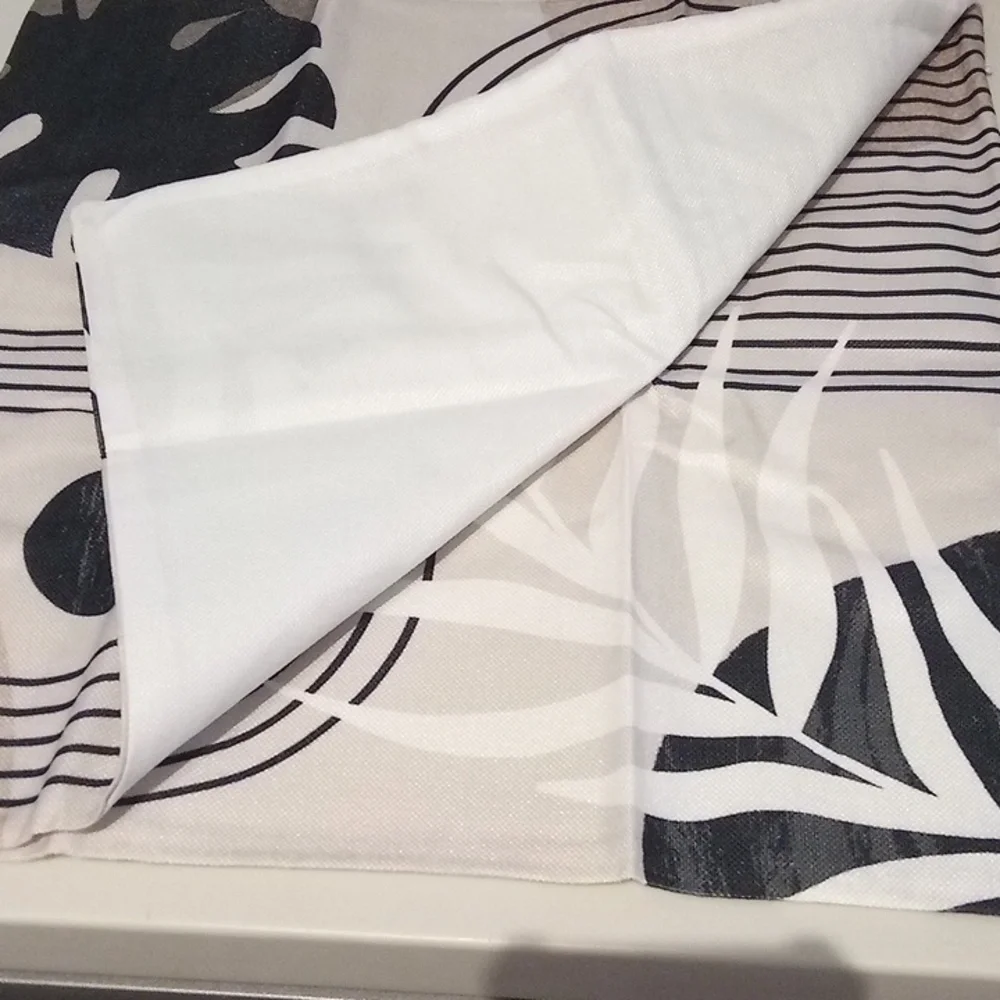 Boho Pillow Covers 18x18‎ Set of 2 Mid Century Black Beige Tropical Leaf